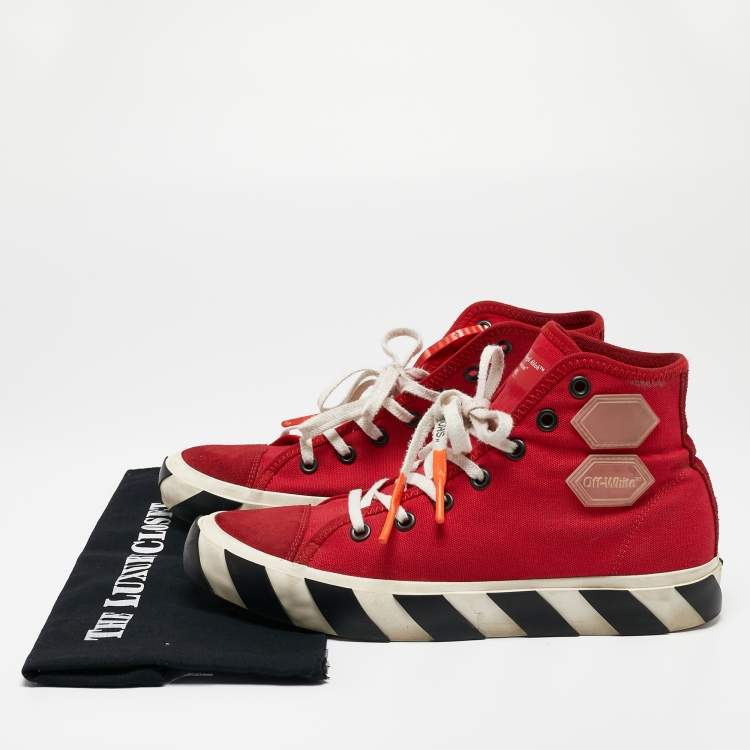 Pre Owned Off-White Red Canvas High Top Sneakers Size 42