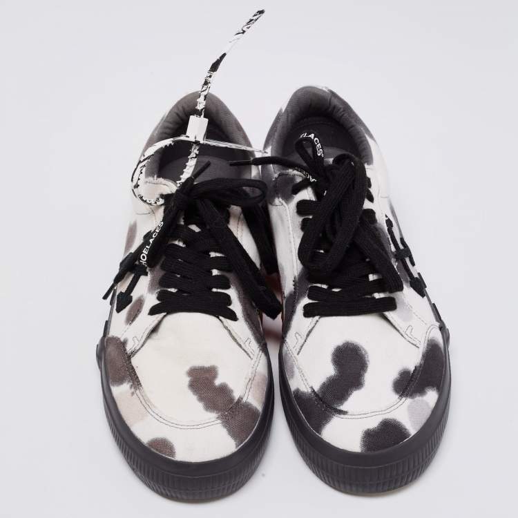 Pre Owned Off-White White/Black Tie-Dye Vulcanized Canvas Low-Top Sneakers Size 42
