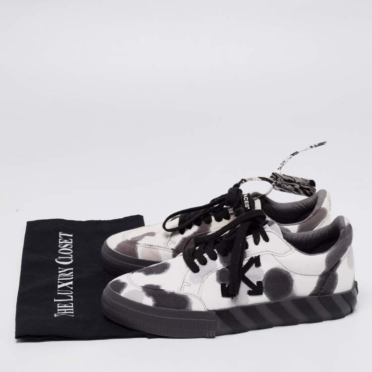 Pre Owned Off-White White/Black Tie-Dye Vulcanized Canvas Low-Top Sneakers Size 42