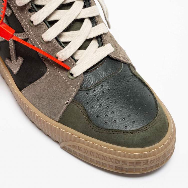 Pre Owned Off-White Green Nubuck Leather And Suede Off Court 3.0 High-Top Sneakers Size 42