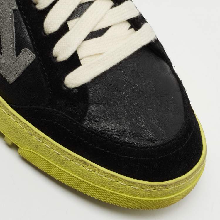 Pre Owned Off-White Black Leather And Suede Official Low Top Sneakers Size 40 