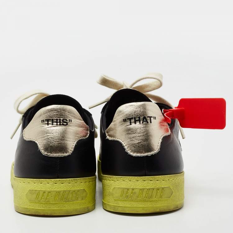Pre Owned Off-White Black Leather And Suede Official Low Top Sneakers Size 40 