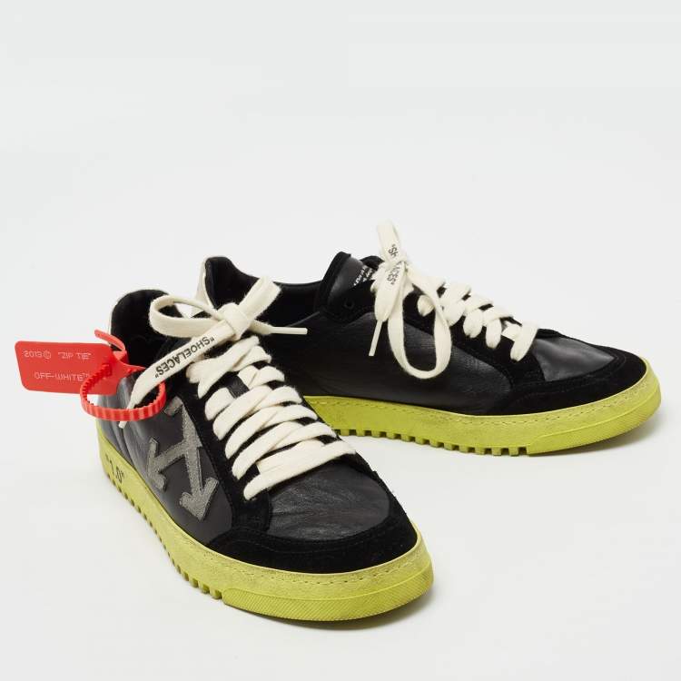 Pre Owned Off-White Black Leather And Suede Official Low Top Sneakers Size 40 