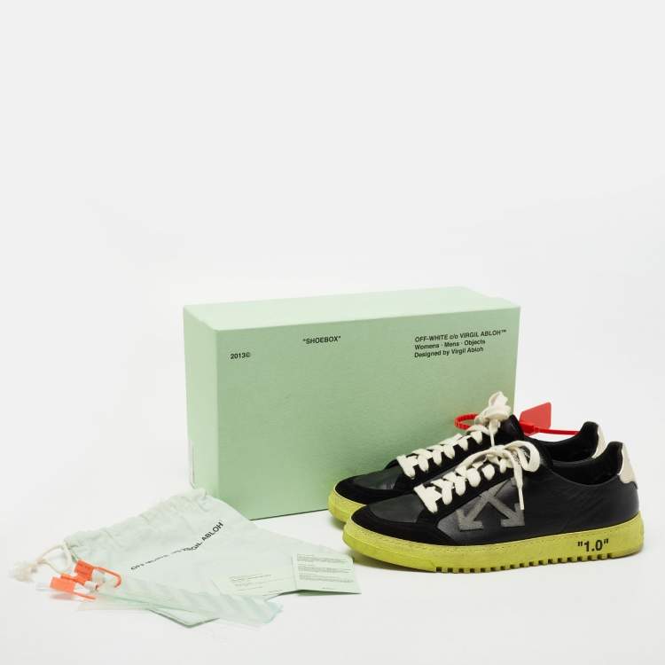 Pre Owned Off-White Black Leather And Suede Official Low Top Sneakers Size 40 