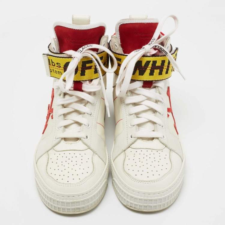 Pre Owned Off-White Multicolor Leather And Fabric Off-Court 3.0 High Top  Sneakers Size 39
