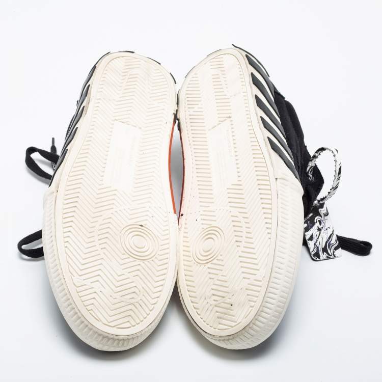 Pre Owned Off White Black Canvas  Vulc  Low Top Sneakers Size 46