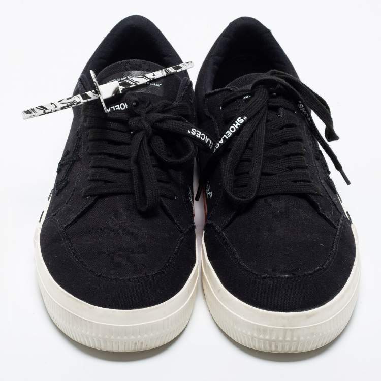 Pre Owned Off White Black Canvas  Vulc  Low Top Sneakers Size 46