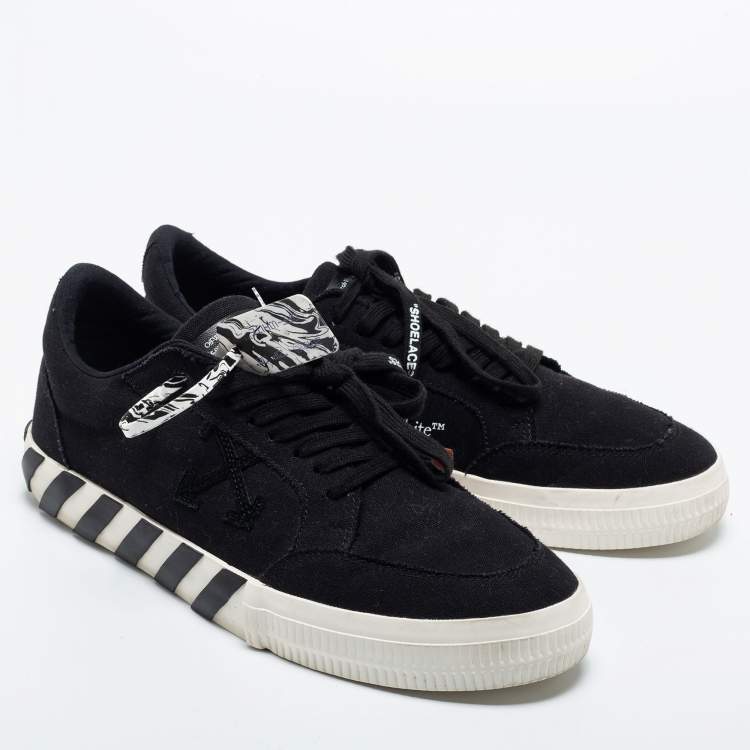 Pre Owned Off White Black Canvas  Vulc  Low Top Sneakers Size 46