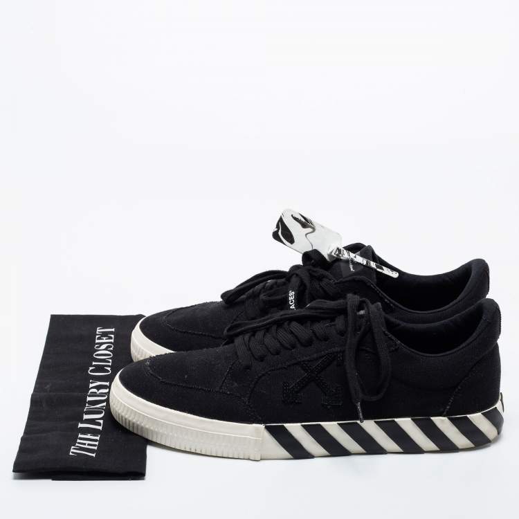Pre Owned Off White Black Canvas  Vulc  Low Top Sneakers Size 46
