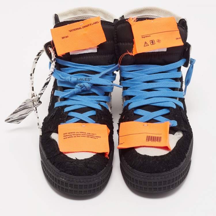 Pre Owned Off-White Black/White Fur and Calf Hair Off Court High Top Sneakers Size 40