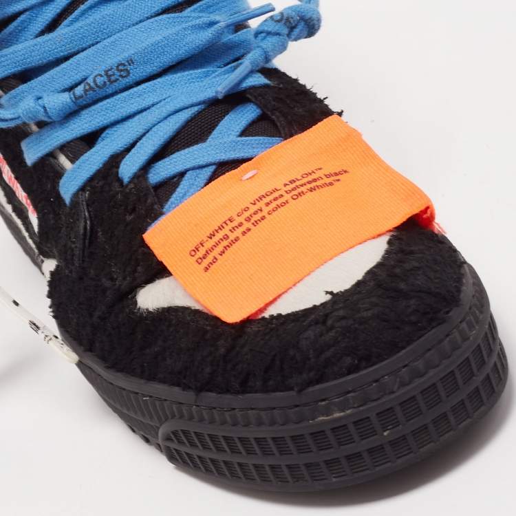 Pre Owned Off-White Black/White Fur and Calf Hair Off Court High Top Sneakers Size 40