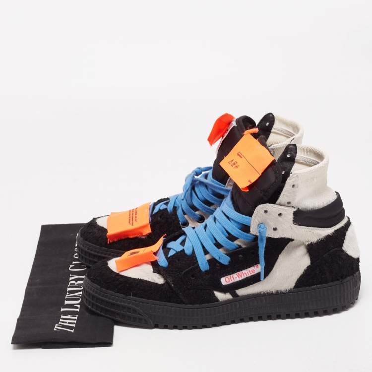 Pre Owned Off-White Black/White Fur and Calf Hair Off Court High Top Sneakers Size 40