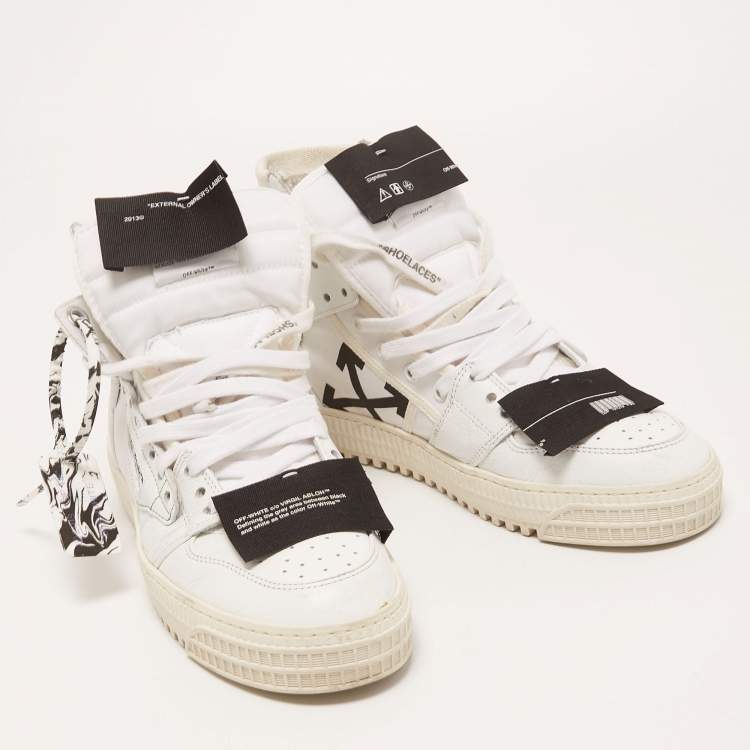 Pre Owned Off-White White Canvas And Leather Off Court 3.0 High Top Sneakers Size 40