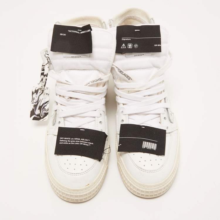 Pre Owned Off-White White Canvas And Leather Off Court 3.0 High Top Sneakers Size 40