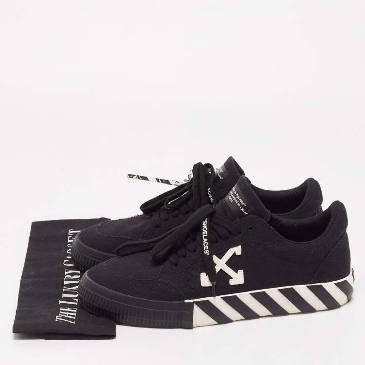 Pre Owned Off White Black Canvas Vulcanized Low Top Sneakers Size 40