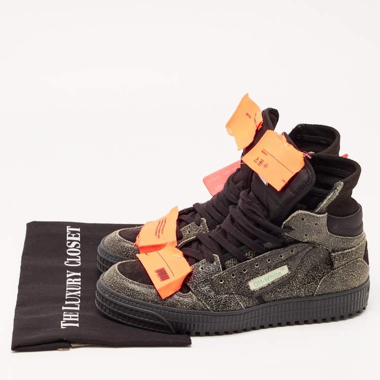 Pre Owned Off-White Black Suede and Textured Leather Off-Court 3.0 High Top Sneakers Size 41