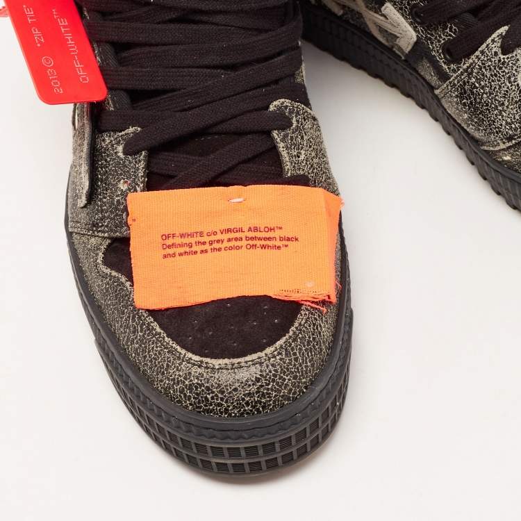 Pre Owned Off-White Black Suede and Textured Leather Off-Court 3.0 High Top Sneakers Size 41