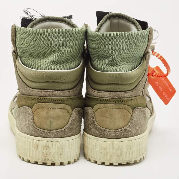 Pre Owned Off-White Green Suede and Leather Off Court 3.0 High Top Sneakers Size 43