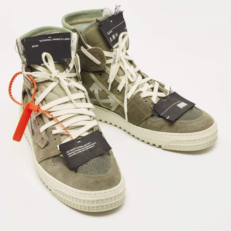 Pre Owned Off-White Green Suede and Leather Off Court 3.0 High Top Sneakers Size 43