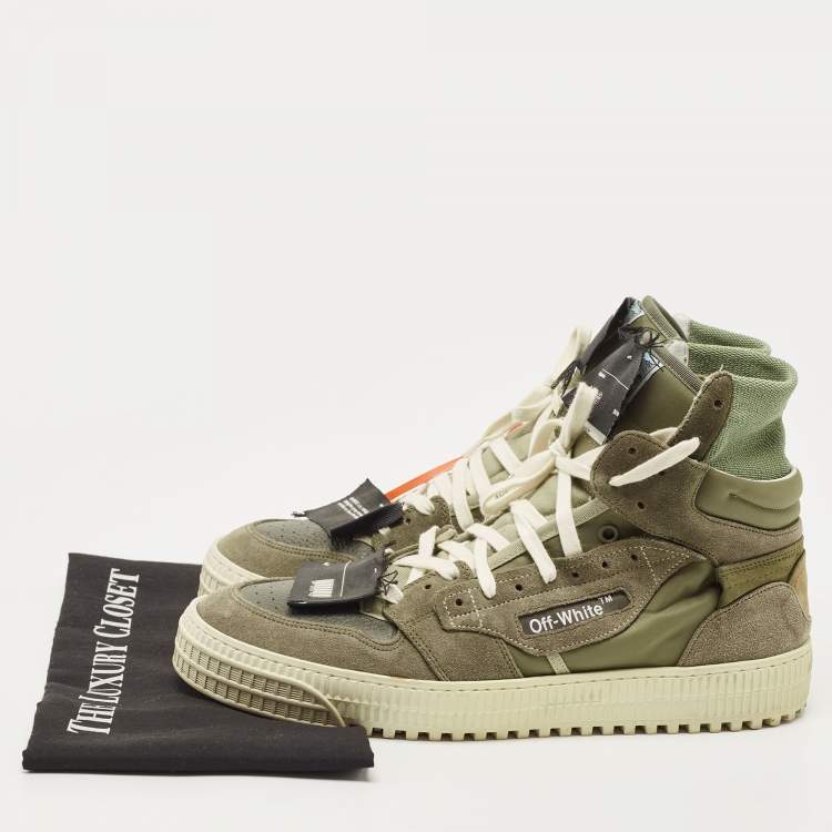 Pre Owned Off-White Green Suede and Leather Off Court 3.0 High Top Sneakers Size 43