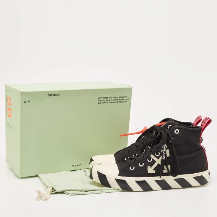 Pre Owned Off White Black Canvas High Top Arrow Sneakers Size 43