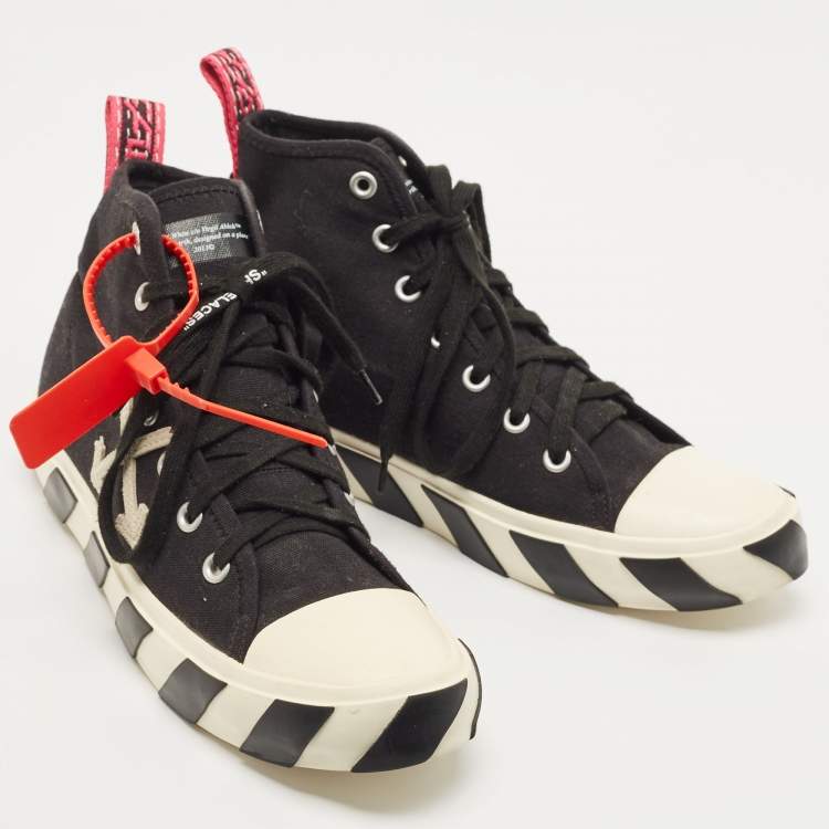 Pre Owned Off White Black Canvas High Top Arrow Sneakers Size 43