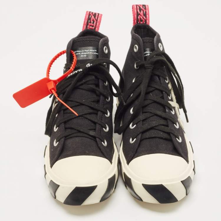 Pre Owned Off White Black Canvas High Top Arrow Sneakers Size 43