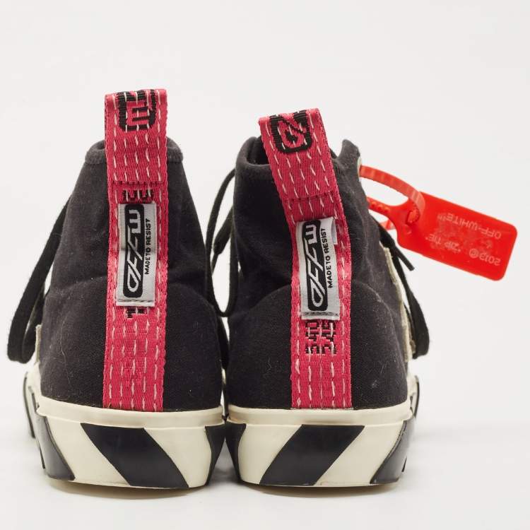 Pre Owned Off White Black Canvas High Top Arrow Sneakers Size 43