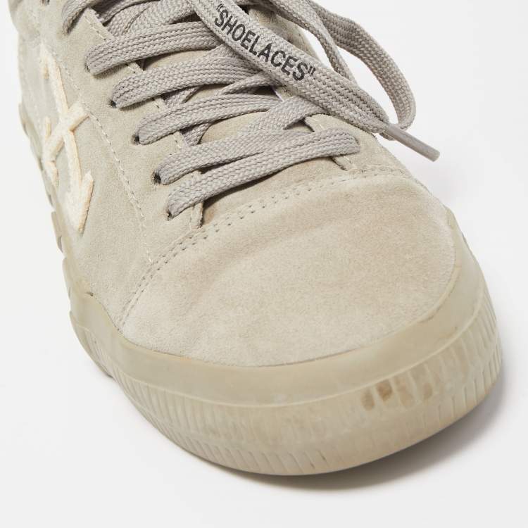 Pre Owned Off-White Grey Suede Vulcanized Low Sneakers Size 41