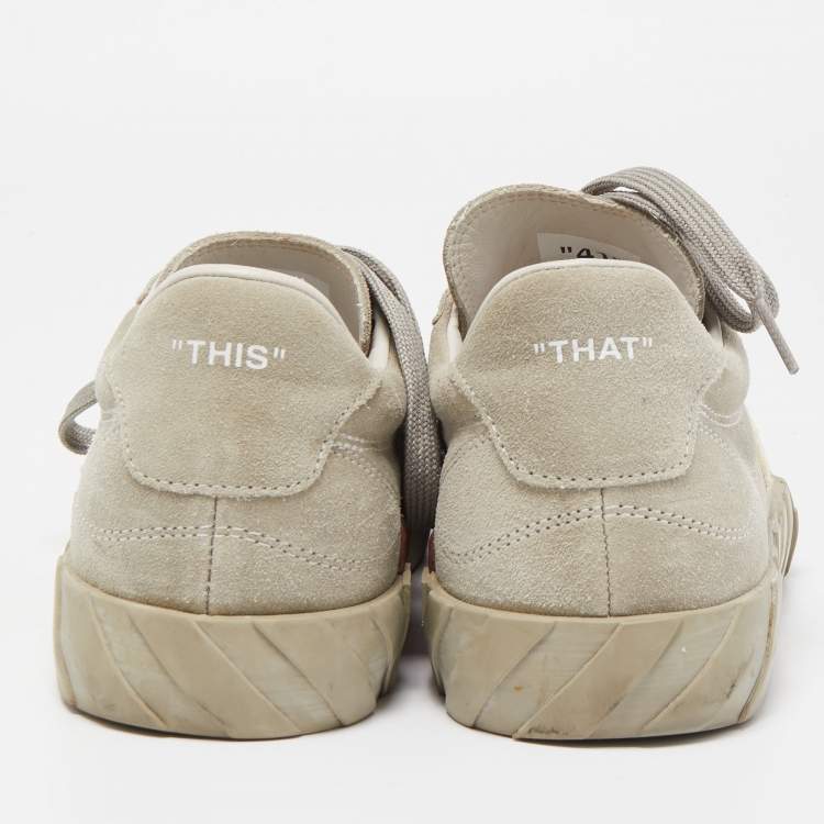 Pre Owned Off-White Grey Suede Vulcanized Low Sneakers Size 41