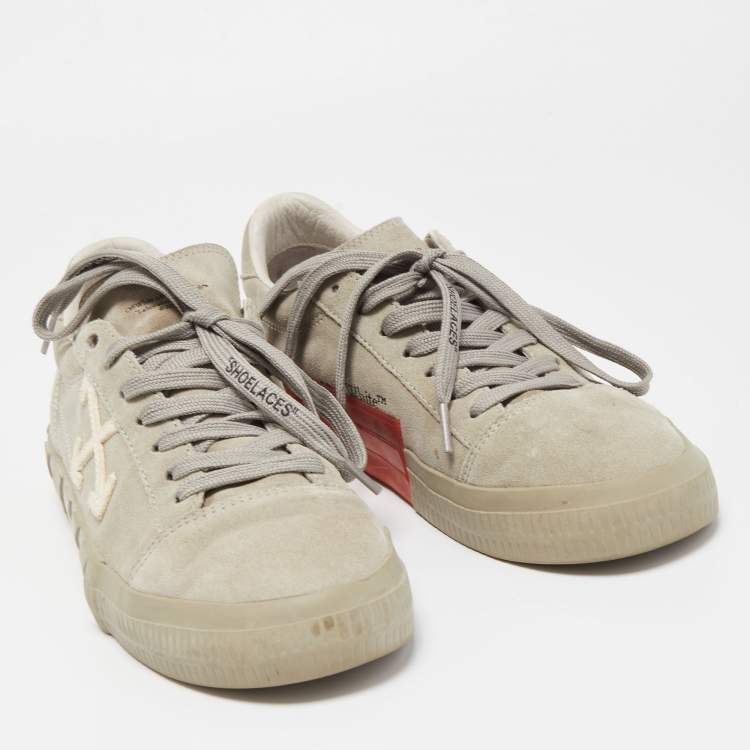 Pre Owned Off-White Grey Suede Vulcanized Low Sneakers Size 41