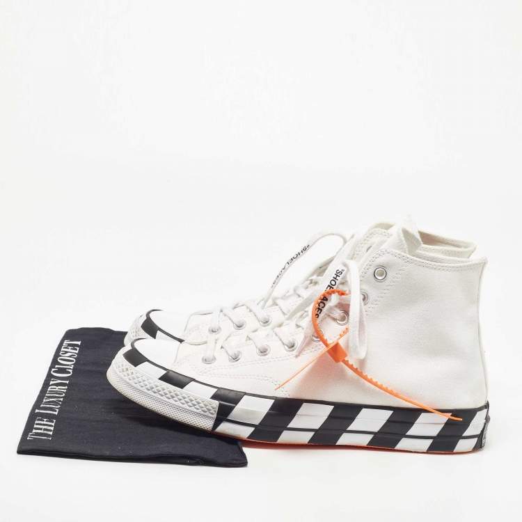Pre Owned Converse x Off-White White Canvas High Top Trainers Sneakers Size 44.5