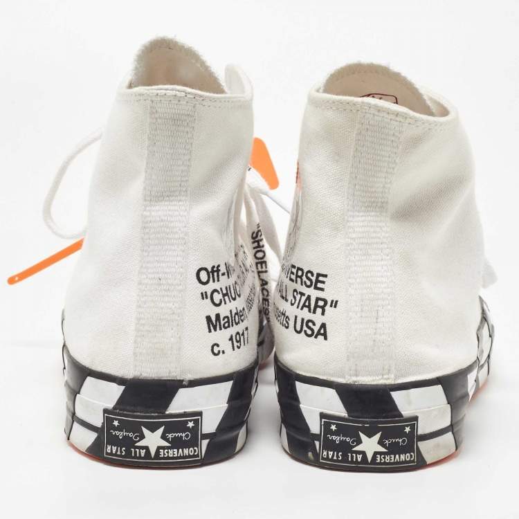 Pre Owned Converse x Off-White White Canvas High Top Trainers Sneakers Size 44.5