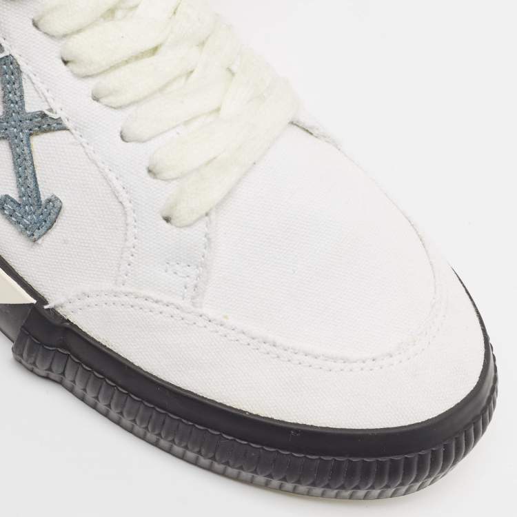 Pre Owned Off-White White Canvas Vulcanized Low Top Sneakers Size 42