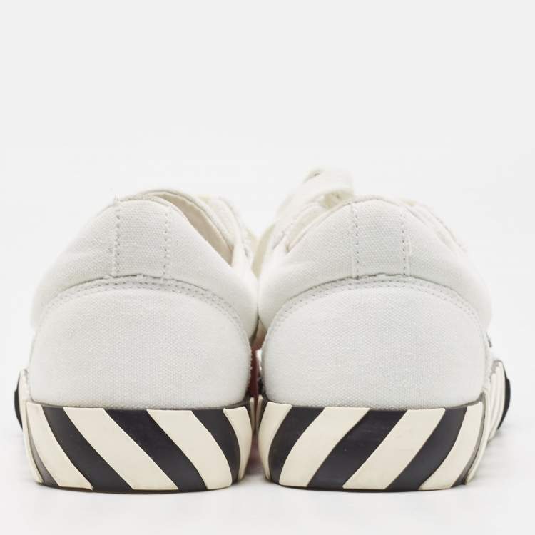 Pre Owned Off-White White Canvas Vulcanized Low Top Sneakers Size 42