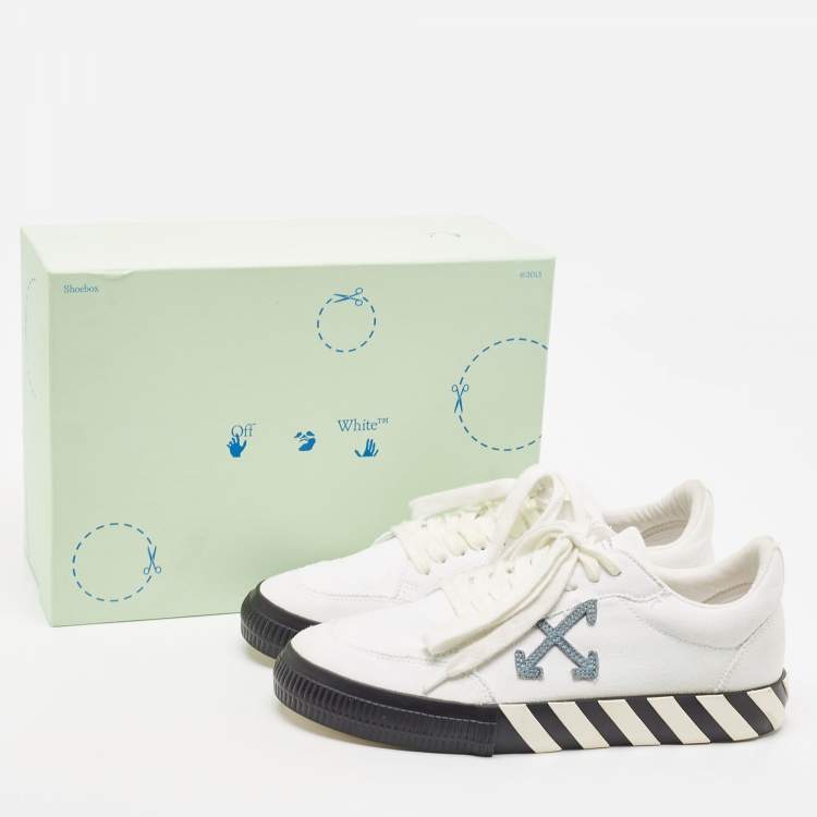 Pre Owned Off-White White Canvas Vulcanized Low Top Sneakers Size 42