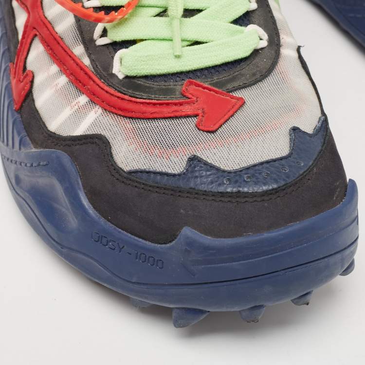 Pre Owned Off- White Multicolor Leather and Mesh Odsy Sneakers Size 43