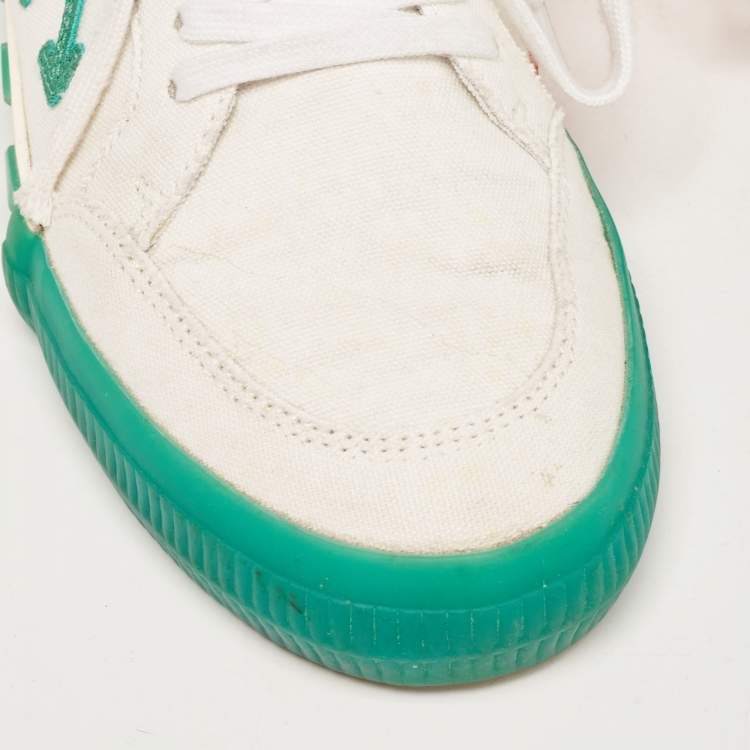 Pre Owned Off-White White Canvas Vulcanized Low Top Sneakers Size 41