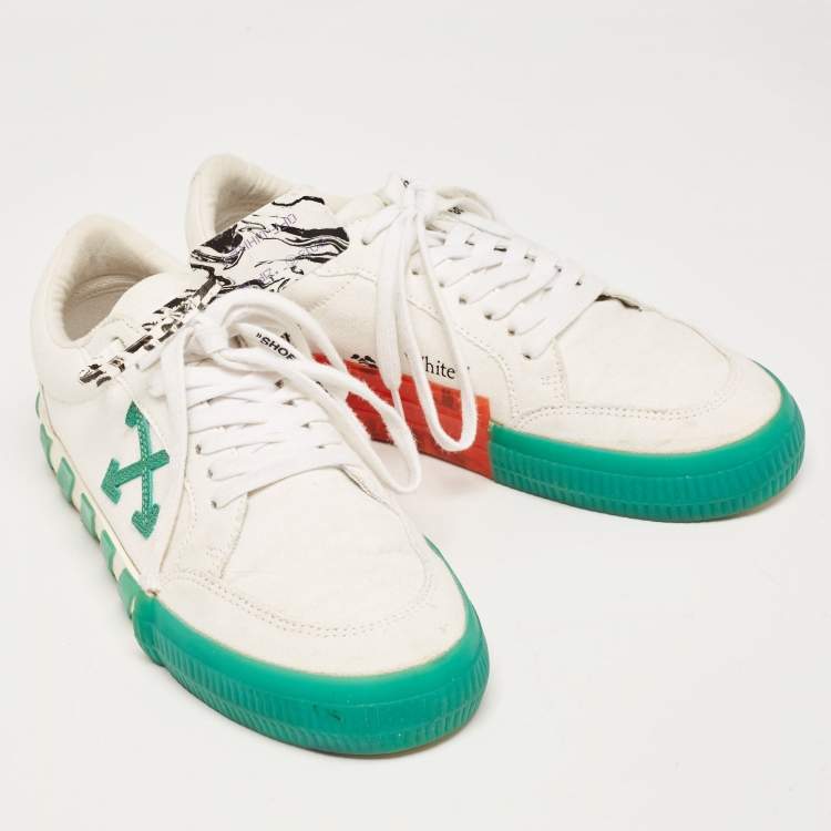 Pre Owned Off-White White Canvas Vulcanized Low Top Sneakers Size 41