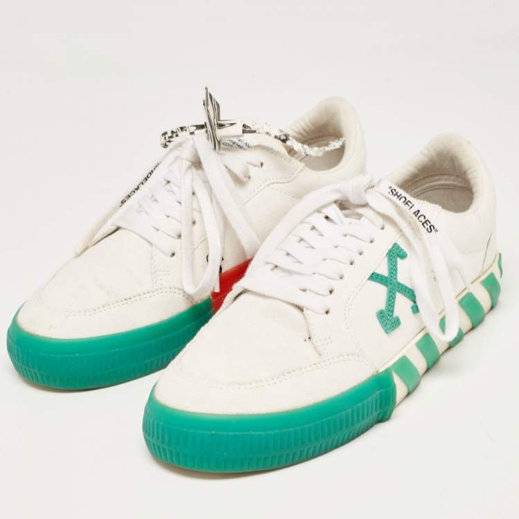 Pre Owned Off-White White Canvas Vulcanized Low Top Sneakers Size 41