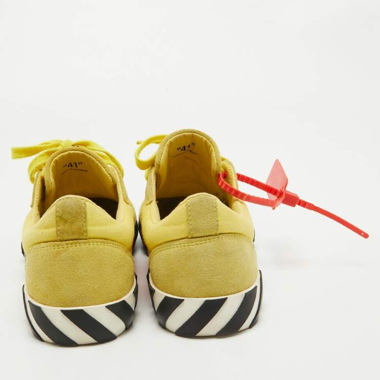 Pre Owned Off-White Yellow Canvas Vulcanized Low Top Sneakers Size 41 