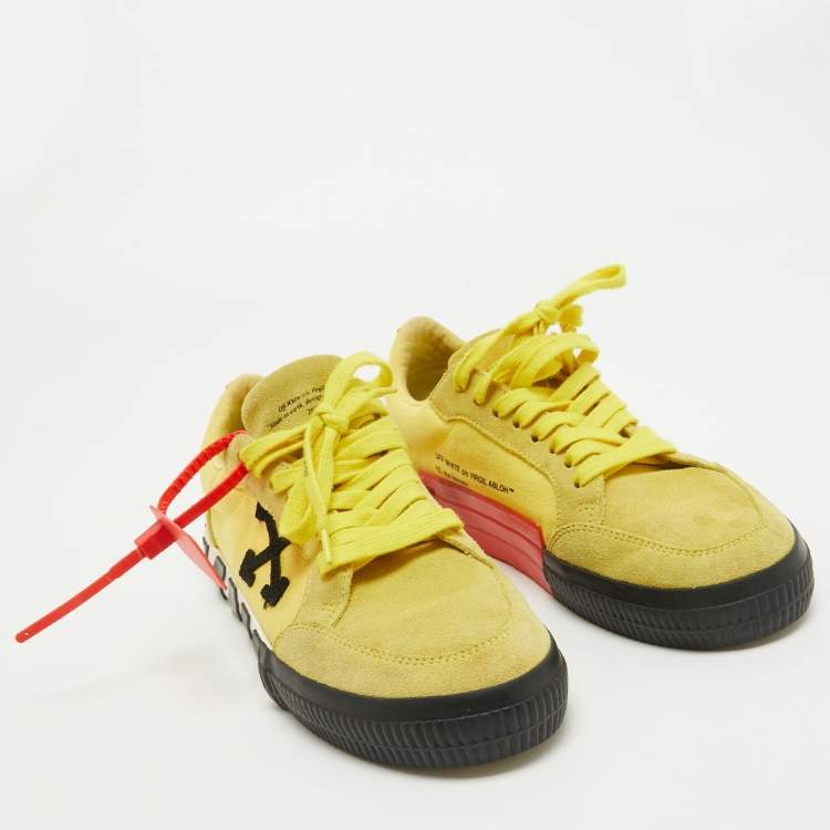 Pre Owned Off-White Yellow Canvas Vulcanized Low Top Sneakers Size 41 