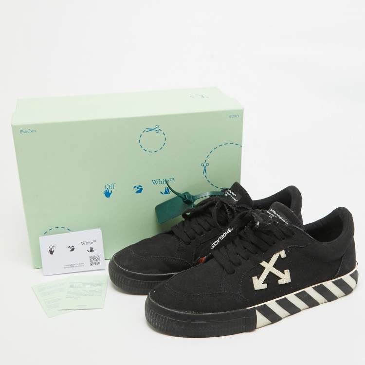 Pre Owned Off-White Black Canvas Vulcanized Low Top Sneakers Size 42