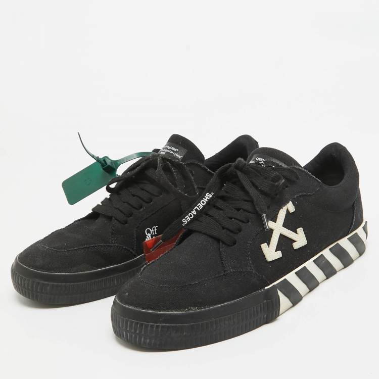 Pre Owned Off-White Black Canvas Vulcanized Low Top Sneakers Size 42