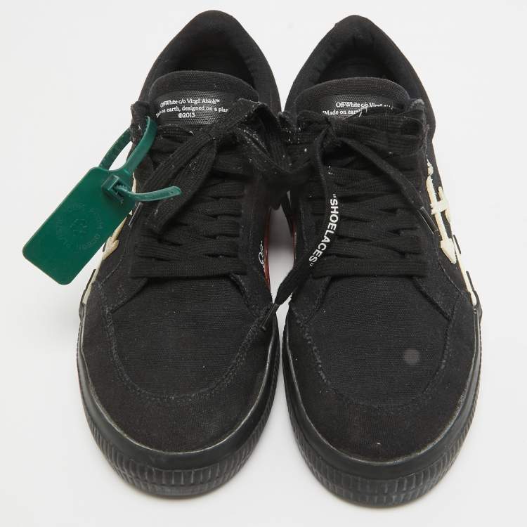 Pre Owned Off-White Black Canvas Vulcanized Low Top Sneakers Size 42