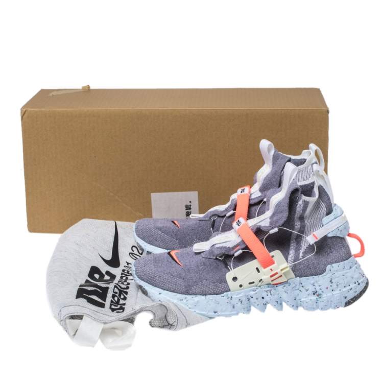 Pre Owned Nike Vast Grey Cotton Knit Space Hippie 03 High Top Sneakers Size 42.5