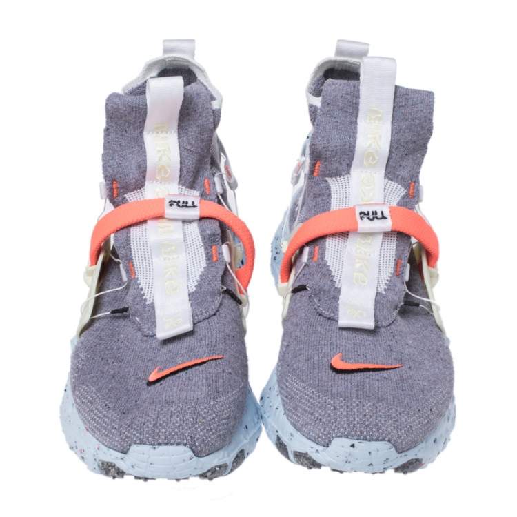 Pre Owned Nike Vast Grey Cotton Knit Space Hippie 03 High Top Sneakers Size 42.5