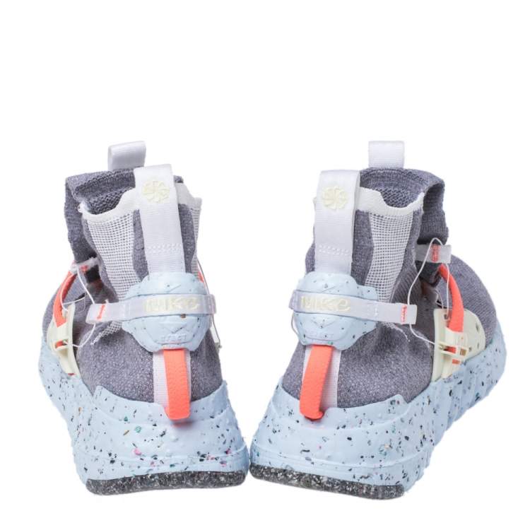Pre Owned Nike Vast Grey Cotton Knit Space Hippie 03 High Top Sneakers Size 42.5