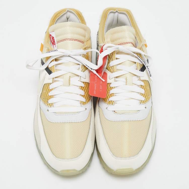 Pre Owned Off-White x Nike Tricolor Leather and Mesh The 10 Air Max 90 Sneakers Size 47.5
