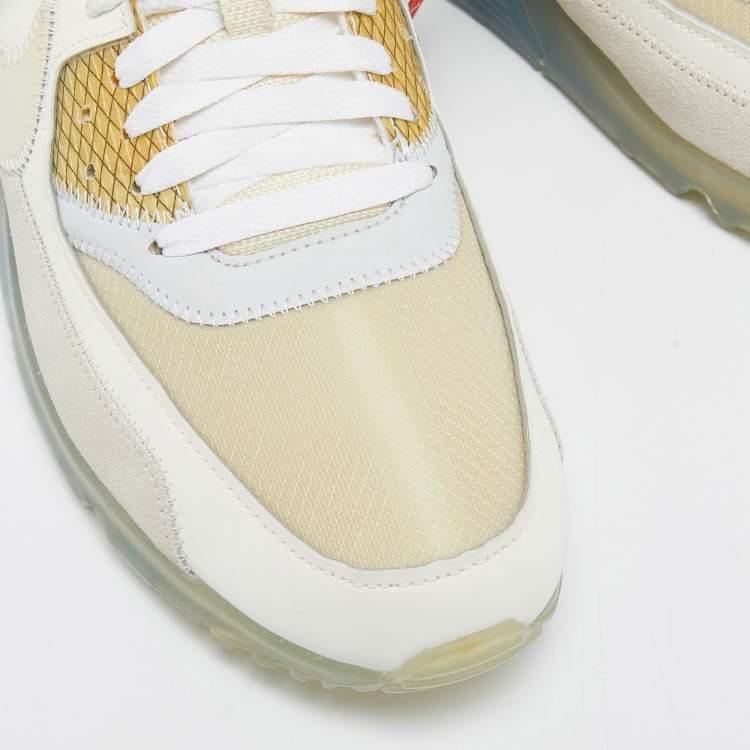 Pre Owned Off-White x Nike Tricolor Leather and Mesh The 10 Air Max 90 Sneakers Size 47.5